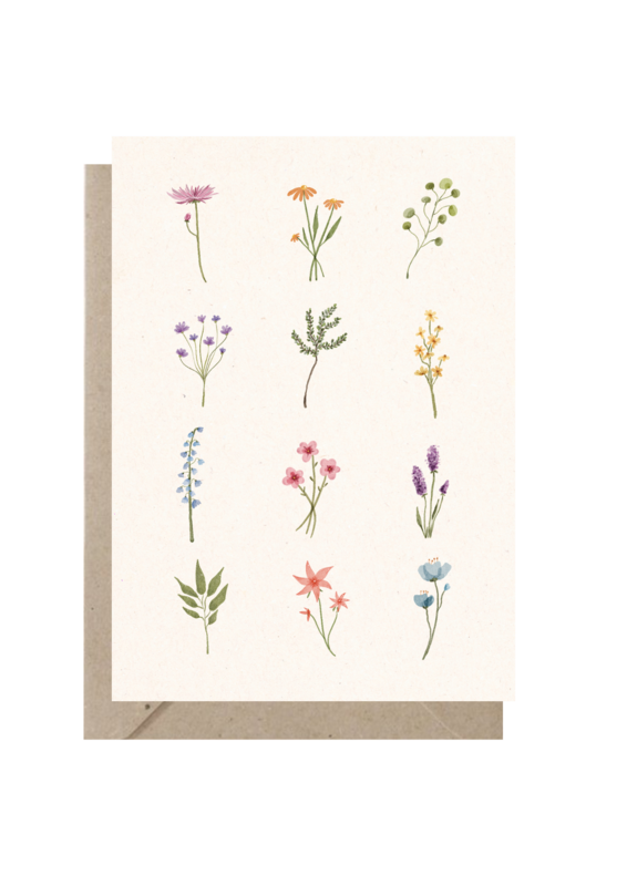 Postkort I blomsterfeltet