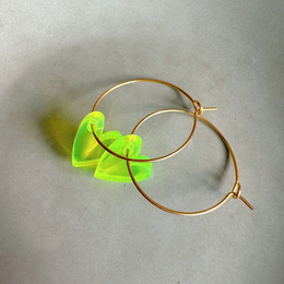 Oorbellen Hoops Lume Charms | Herz Neongelb