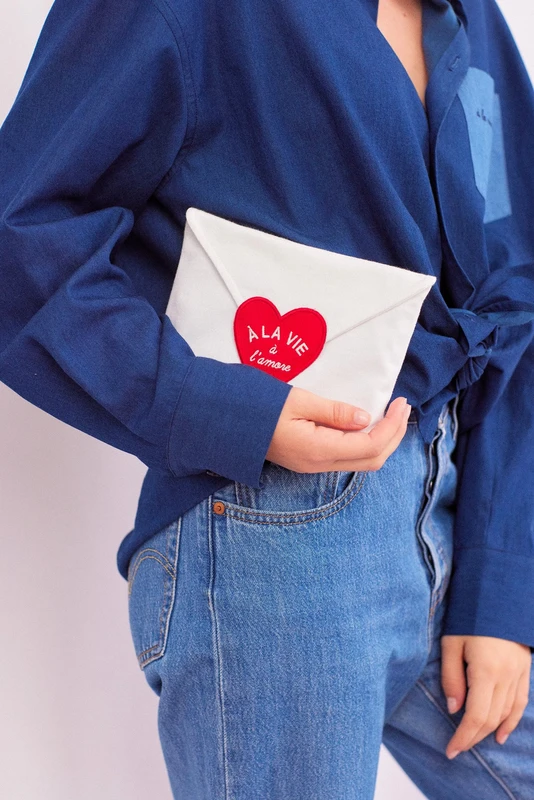 Upcycled cotton pouch Patch Heart