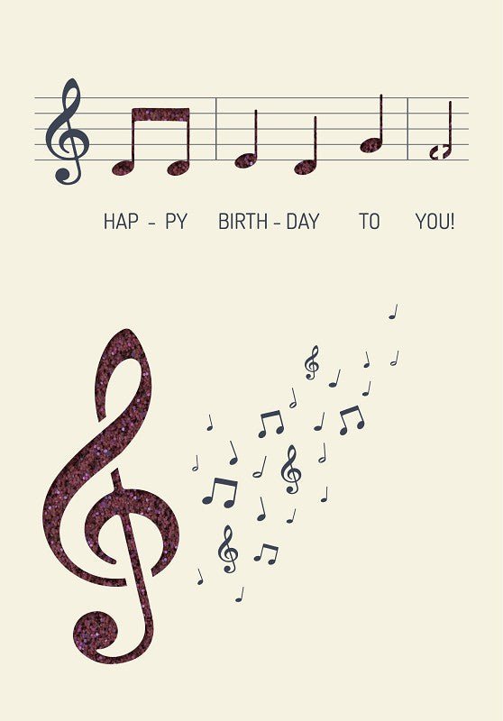 Wenskaartpapier deluxe "Happy Birthday to you" - bladmuziek
