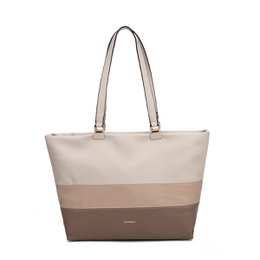 Caterina shoulder bag, colorblock tote, beige nero rosa bianco, striped design, spacious everyday bag