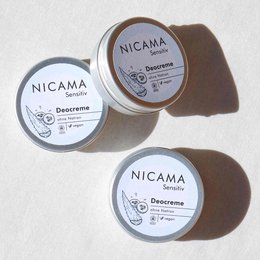 NICAMA - Crema Desodorante Sensitive (cosmética natural orgánica, vegana, sin plástico, sin bicarbonato de sodio) - 45g