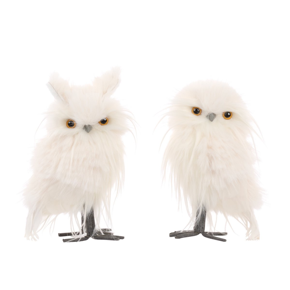 FURRY LONG HAIR OWL TT ASS/2 WH/CRM 21CM
