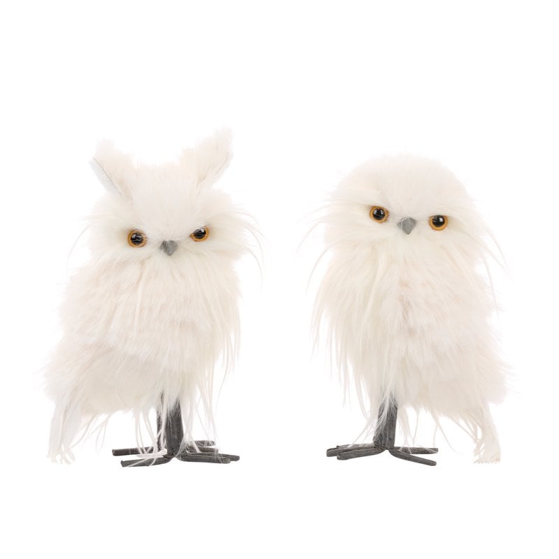 FURRY LONG HAIR OWL TT ASS/2 WH/CRM 21CM
