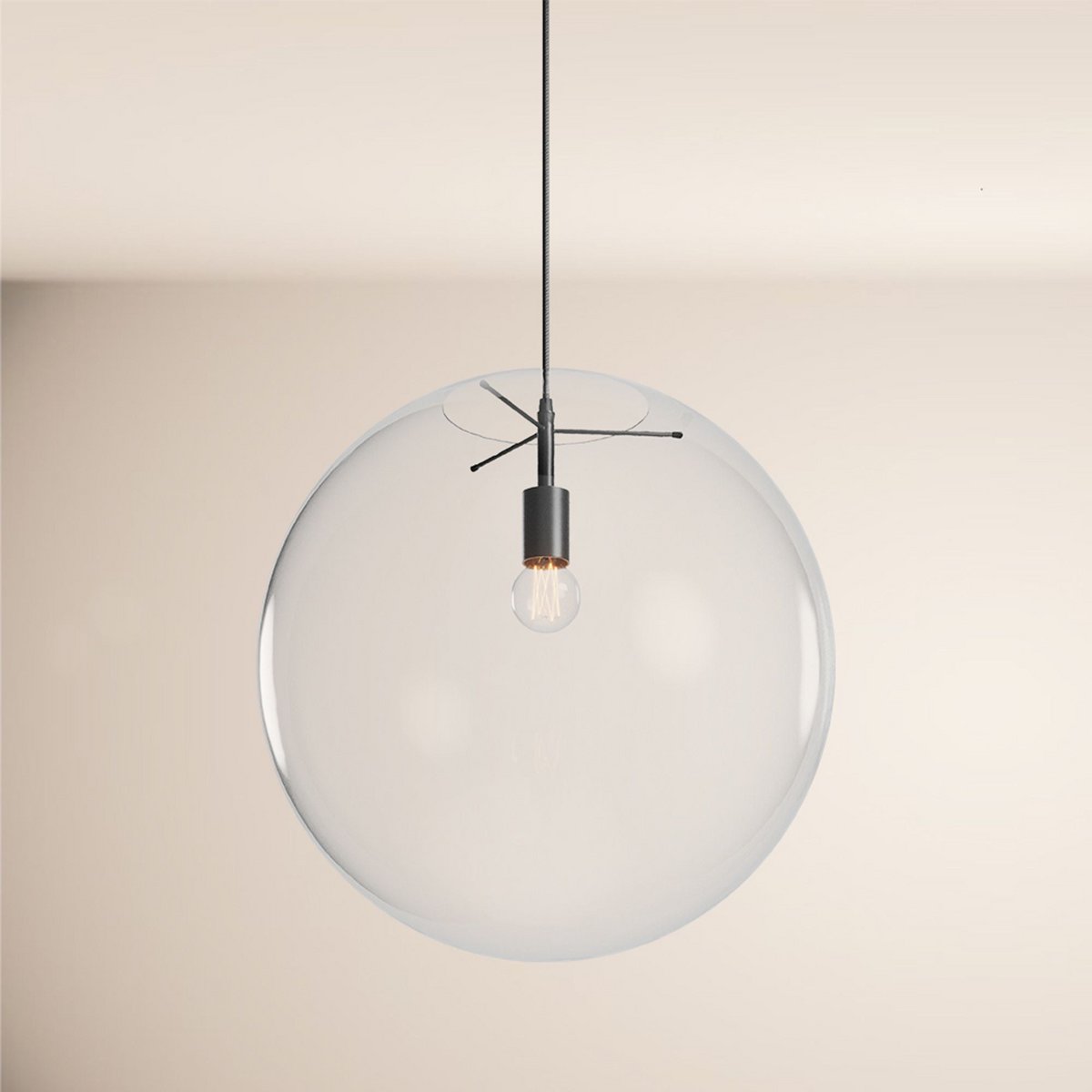 s.luce Orb glass ball gallery light 500cm suspension black
