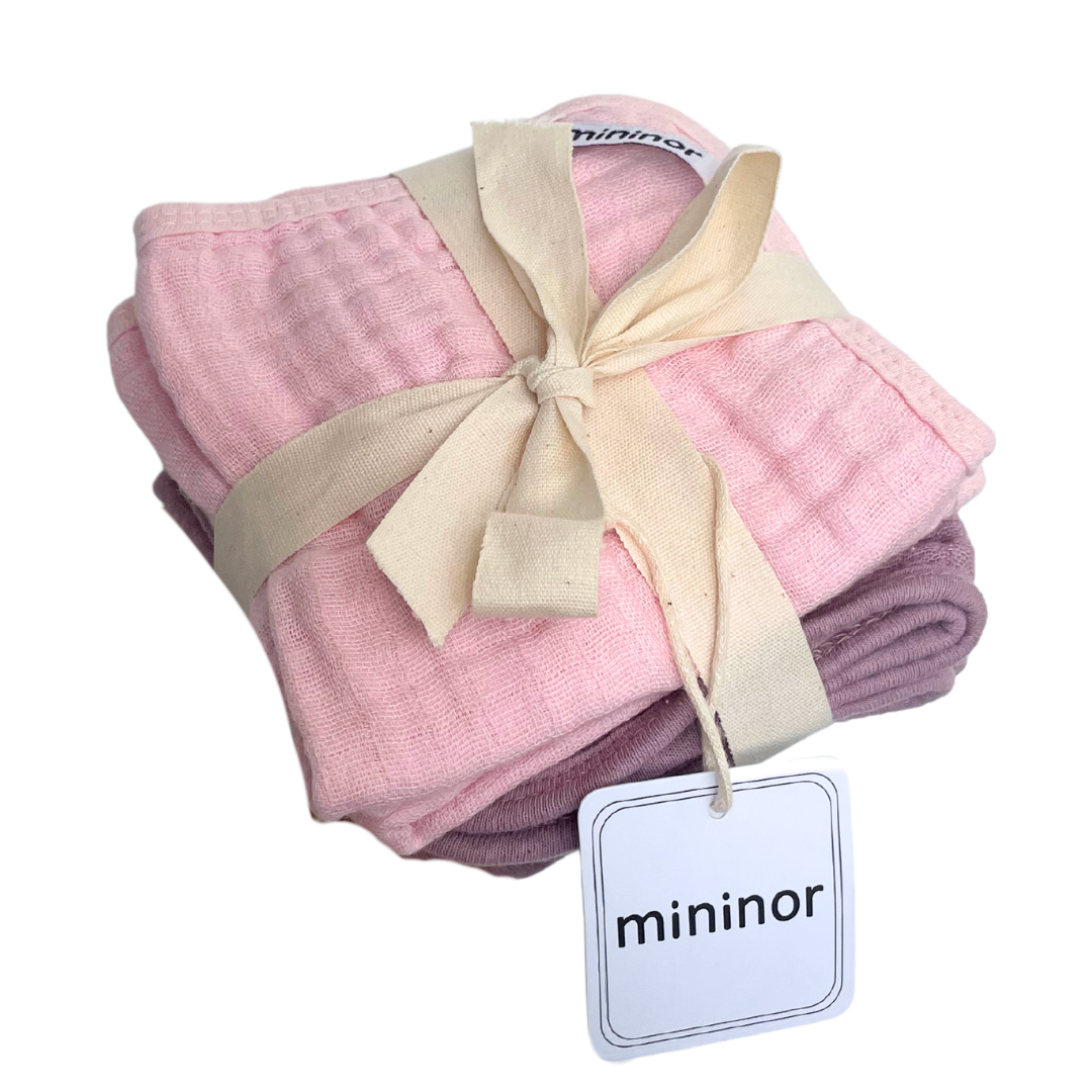 Waschlappen Bio-Baumwolle 25x25cm 6St „Rose“/„Heideblume“