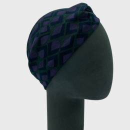 Opaska Twist na głowę - Geo Abstract Green Lila, Ponte Jersey
