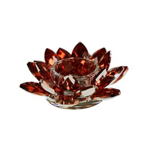 "Crystal" tealight holder Lotus, red, glass, 12x4.5 cm