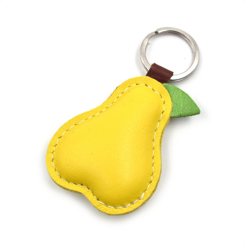 Yellow Pear Leather Keychain