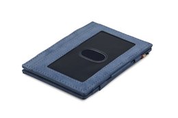 Saphire blue wallet with ID window, made of durable materials for everyday use.