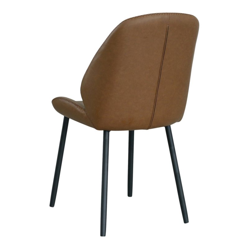 Monte Carlo Dining Chair - Vintage Brown PU, Black Legs - Set of 2