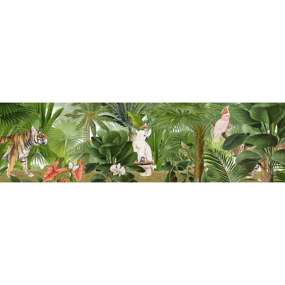 Frise autocollante "Jungle" animaux exotiques