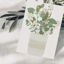 Postkarte Eukalyptus Baumwolle Vase