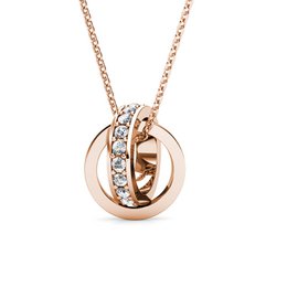 Circle Hoop vedhæng - Rose guld og krystal