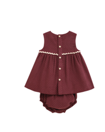Purple corduroy baby girl dress with matching bloomers P70-11604022