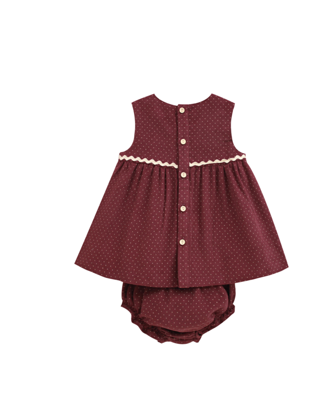 Purple corduroy baby girl dress with matching bloomers P70-11604022