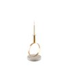 Bougeoir doré mat rond support marbre h.17 cm