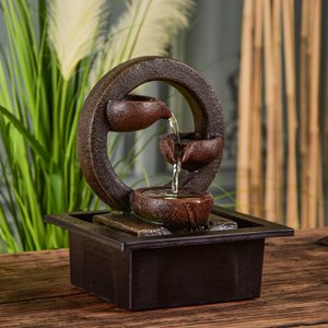 Zimmerbrunnen – Terai – Zen-Deko-Idee – farbiges LED-Licht – Wasserfall-Wasserfluss – entspannendes Atmosphärengeschenk
