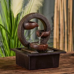 Zimmerbrunnen – Terai – Zen-Deko-Idee – farbiges LED-Licht – Wasserfall-Wasserfluss – entspannendes Atmosphärengeschenk