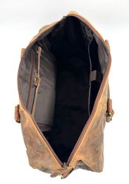 Borsa da viaggio in pelle marrone "Hunter" fatta a mano - Borsone compatto artigianale da 45 cm con divisorio sicuro in velcro