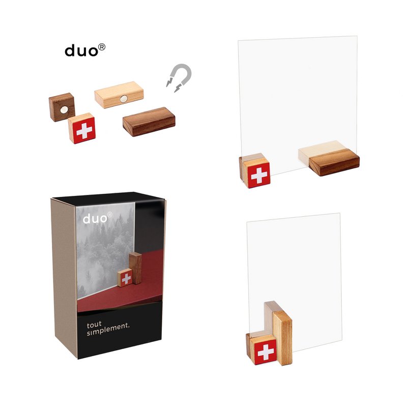 duo® Swiss - magnetic photo holder in 2 types of wood