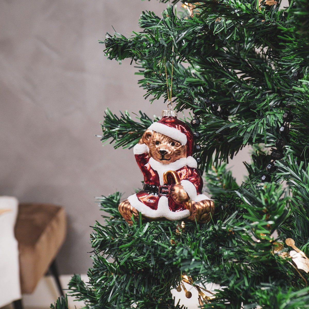 Xmas Hanger - Santa Bear - Glass - 9,5x6x10,5cm