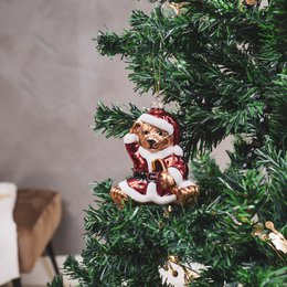 Xmas Hanger - Santa Bear - Glass - 9,5x6x10,5cm