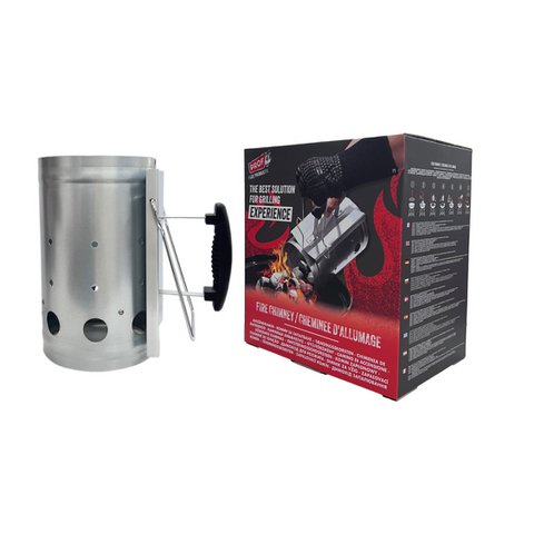 Chimney Starter for Barbecue, 17 cm - Aluminum, Two Secure Handles - Steel Charcoal Fire Pit -