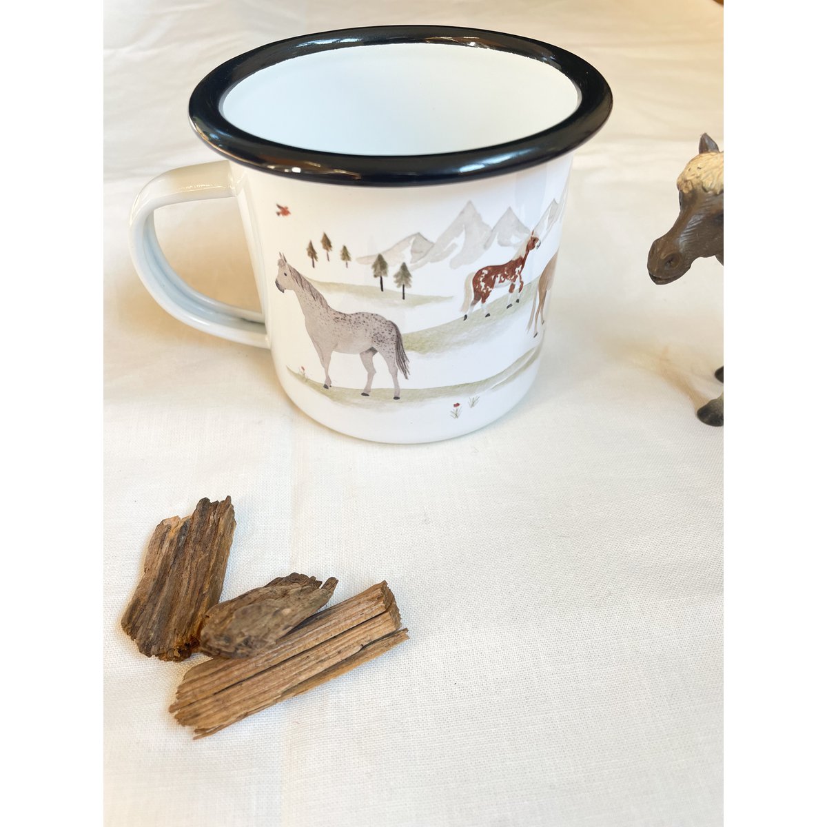 Emaille Tasse Pferde | Becher | Kinderbecher | Pferd | Pony | Reiten | Reiterin | Aquarell | Wasserfarbe || HERZ & PAPIER