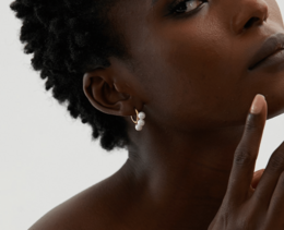 Kiril - Triple Pearl Row Gold Huggie Earrings