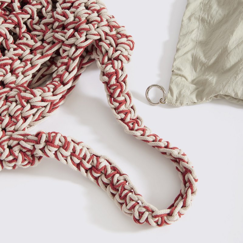 “Sparti cotton” crochet tote bag with waterproof pouch crème + terracotta 
