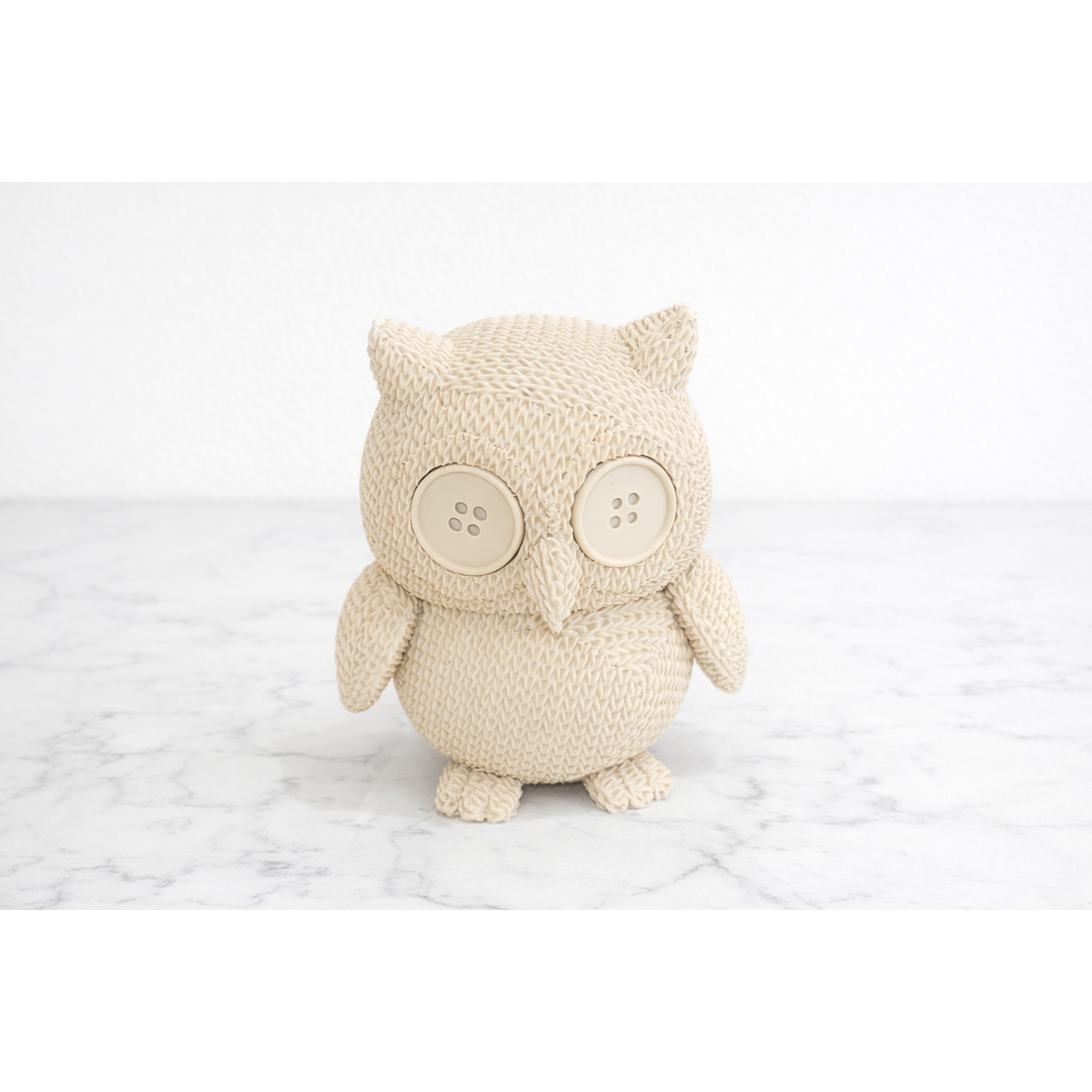 Eterna Wonder – Eulenfigur im Strickstil – Dekoobjekt – Beige
