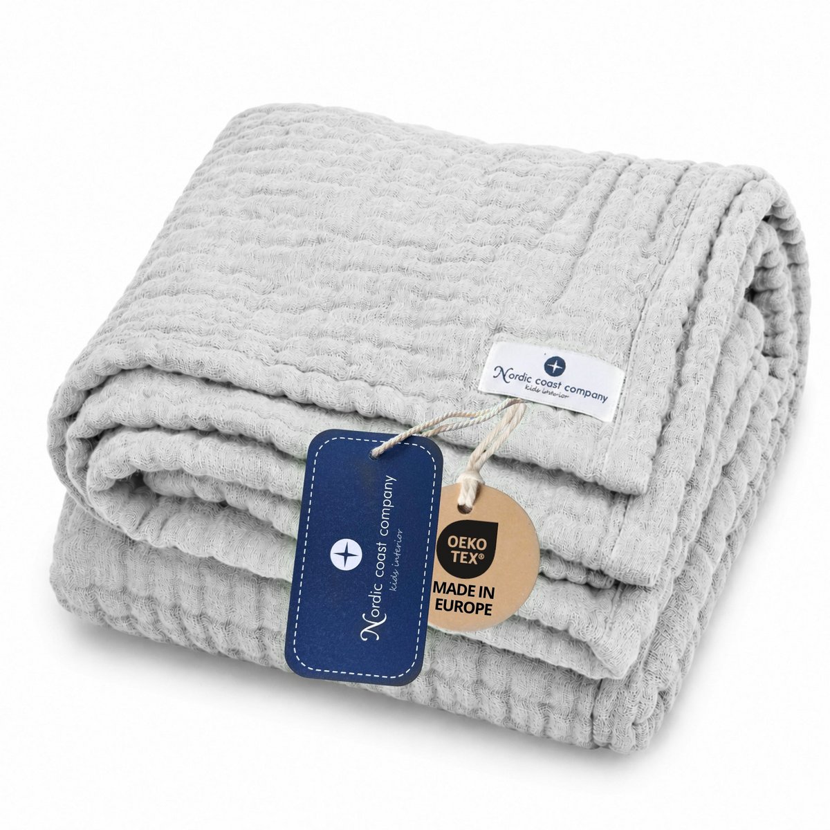 Grey 4 in 1 Muslin Baby Blanket Large