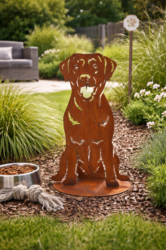 Dog Milly lavet af rustfrit stål med Corten stål look
