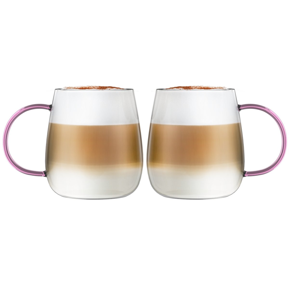 SÆT med 2 glas med lyserødt håndtag 400ml BOLLA 1166