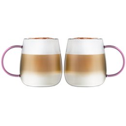 SÆT med 2 glas med lyserødt håndtag 400ml BOLLA 1166