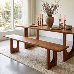 Sofá de comedor Bullnose biselado de madera de mango