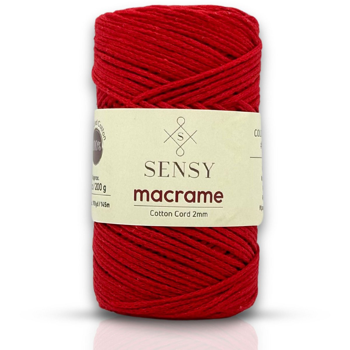 Sensy Premium 2 mm - 160 yards 100 % genanvendt bomuldsmacrame-ledning