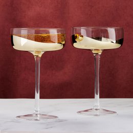 Set of 2 Wave Gold Champagne Coupe Glasses