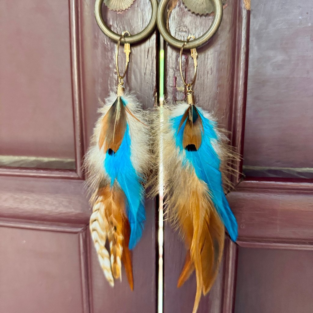 Boucles d'oreilles BOHO avec longues plumes