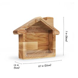 Sparschwein aus Holz, Spardose in Hausform