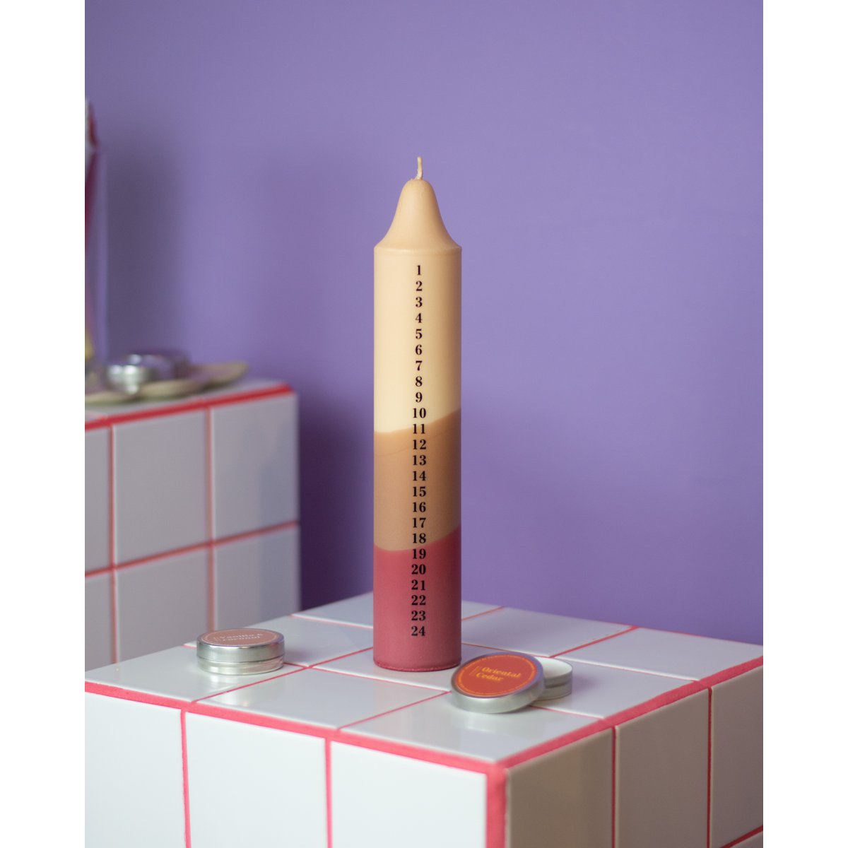 Adventskerze Pastell, Weihnachtskalender