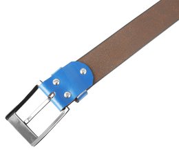 Leonardo Verrelli genuine leather belt, can be shortened, blue, 130 cm