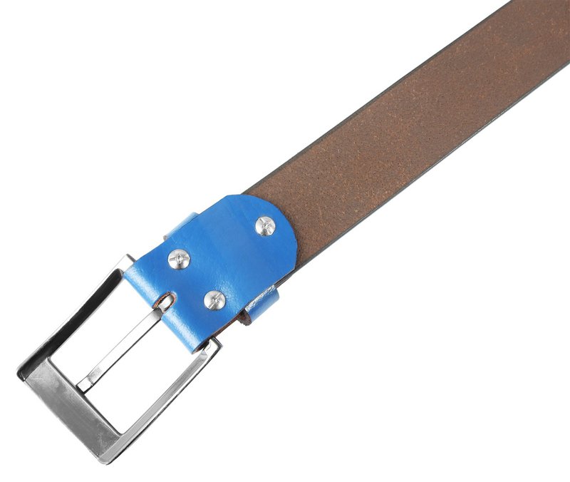 Leonardo Verrelli genuine leather belt, can be shortened, blue, 130 cm