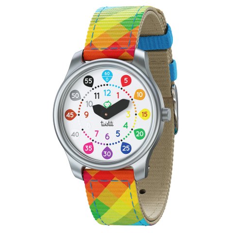 Twistiti - Educatief kinderhorloge voor 6+ met nummerkeuze, waterdichte 50M, gemakkelijk te verwisselen riem - Arlequin