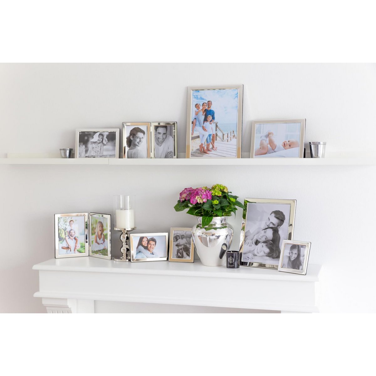 EDZARD set of 2 photo frames Salerno for photo 13 x 18 cm, noble silver-plated, tarnish-resistant