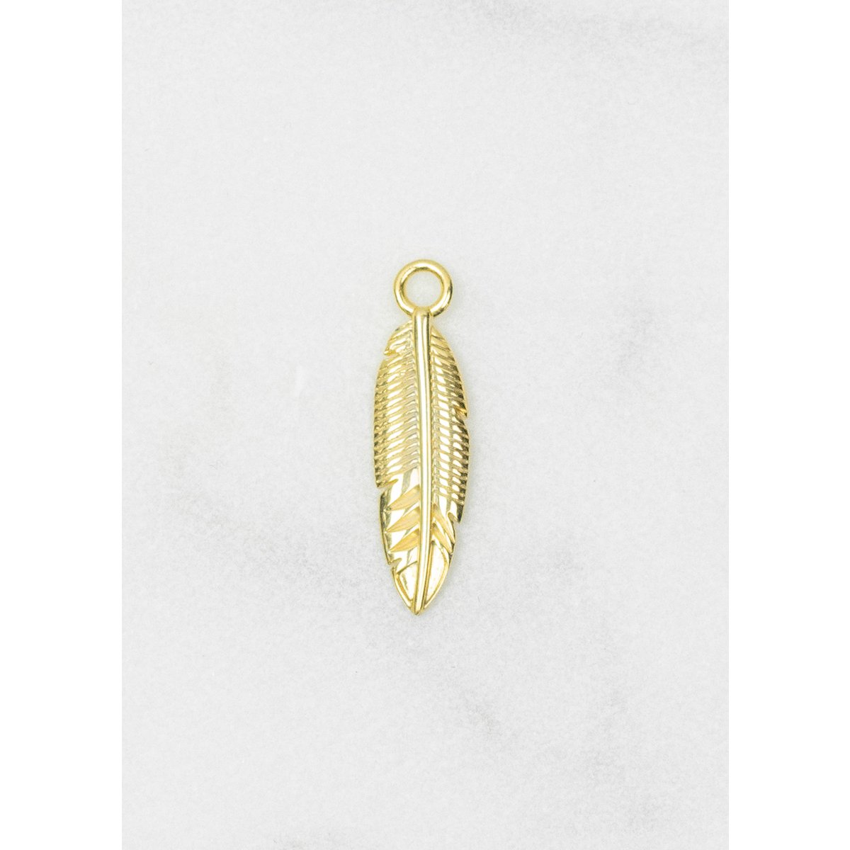 Feather charm 14k gold plated
