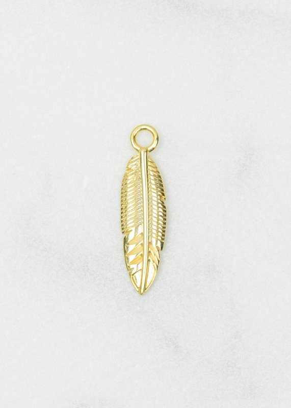 Feather charm 14k gold plated