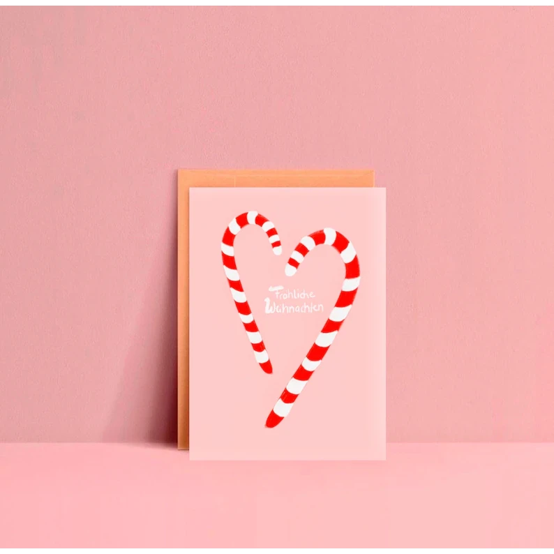 Zuckerstangen Weihnachten Postkarte