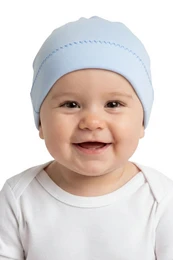 Baby bomuldshat, broderet søm